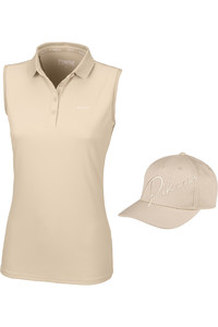 2023 Pikeur Womens Jarla Sleeveless Polo Shirt & Cap for £10 Bundle - Vanilla Cream / Beige / Ivory